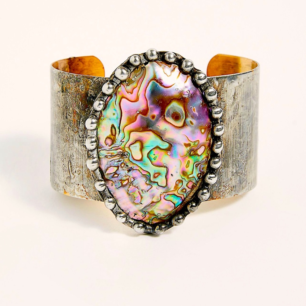 Brand new abalone silver cuff